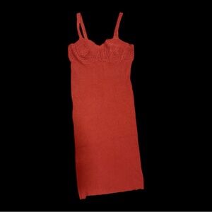 NWT Future Collective terracotta Ribbed Crochet Knit Midi Dress Sz L